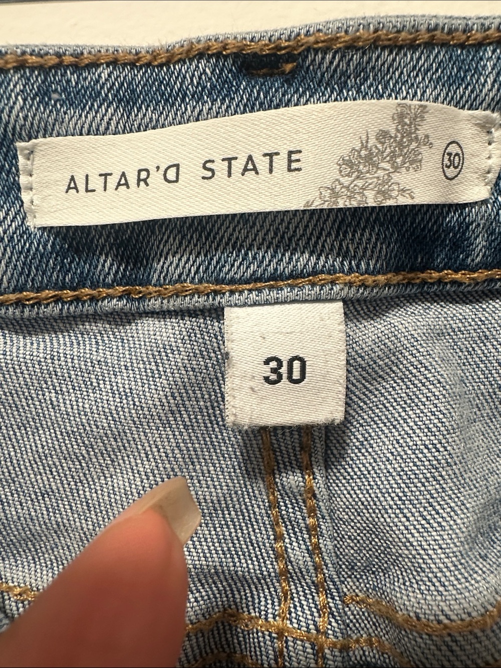 Altar'd State Light Blue Distressed Wide-Leg Jeans 071 - Picture 3 of 3